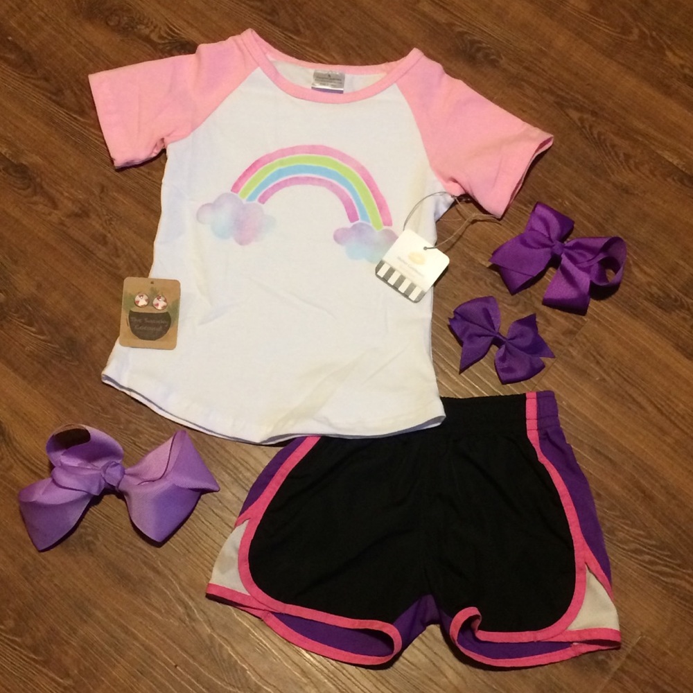 HoneydewUSA Girls Crew Neck Rainbow Tee
